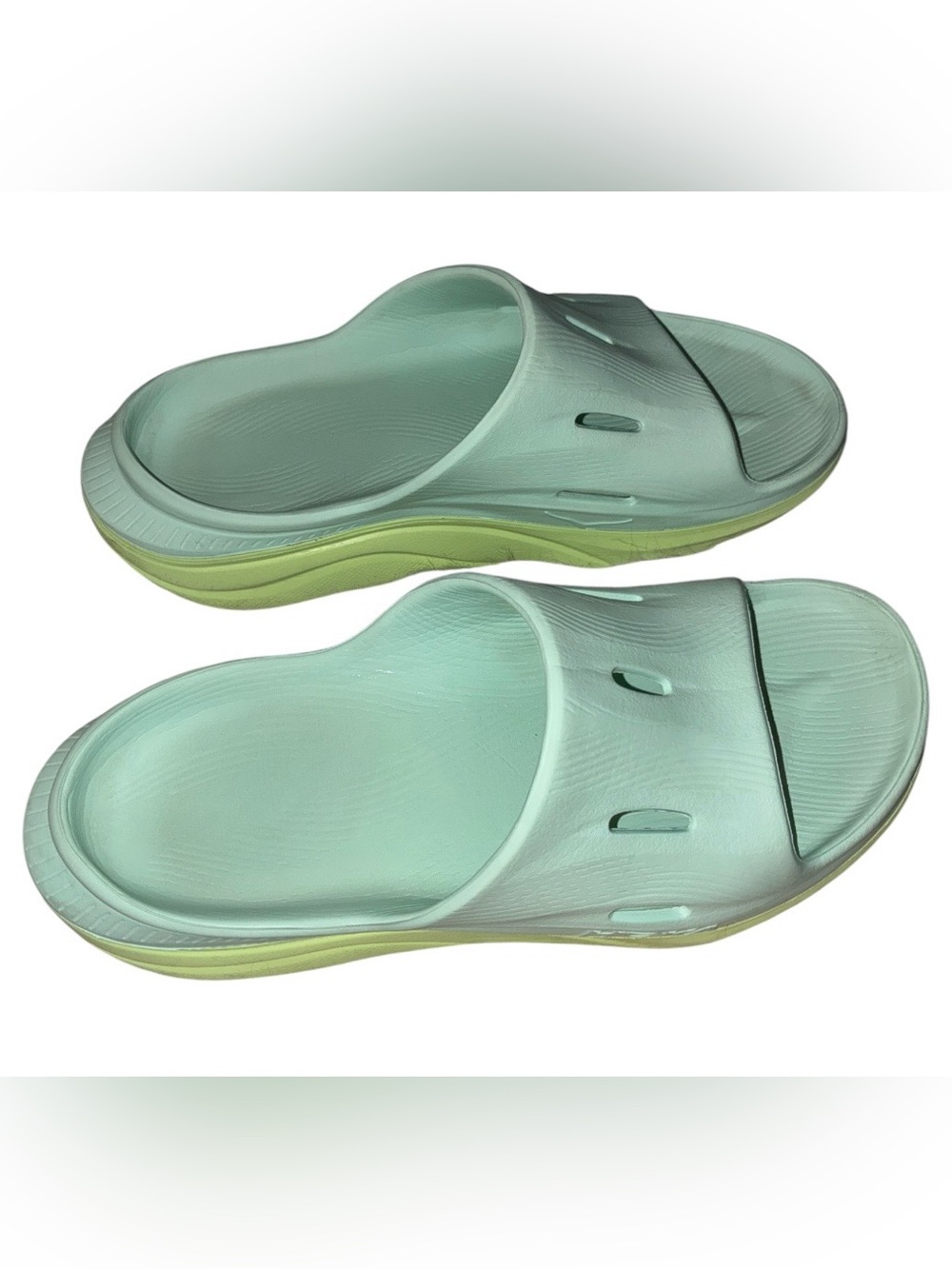 Hoka Ora 3 Recovery Slide Aqua Breeze / Celery Juice Sz 8 - Picture 4 of 16